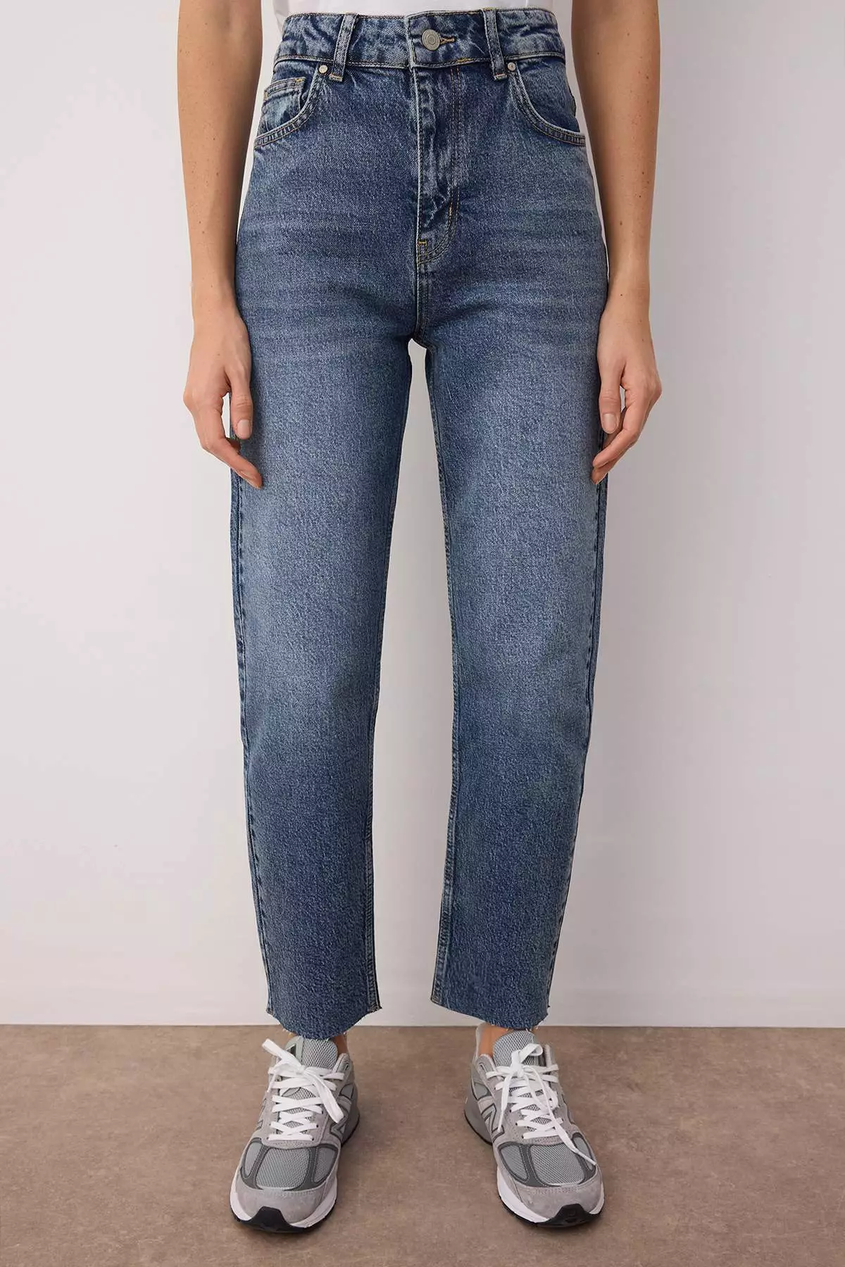Dark Blue High Waist Slim Mom Jeans