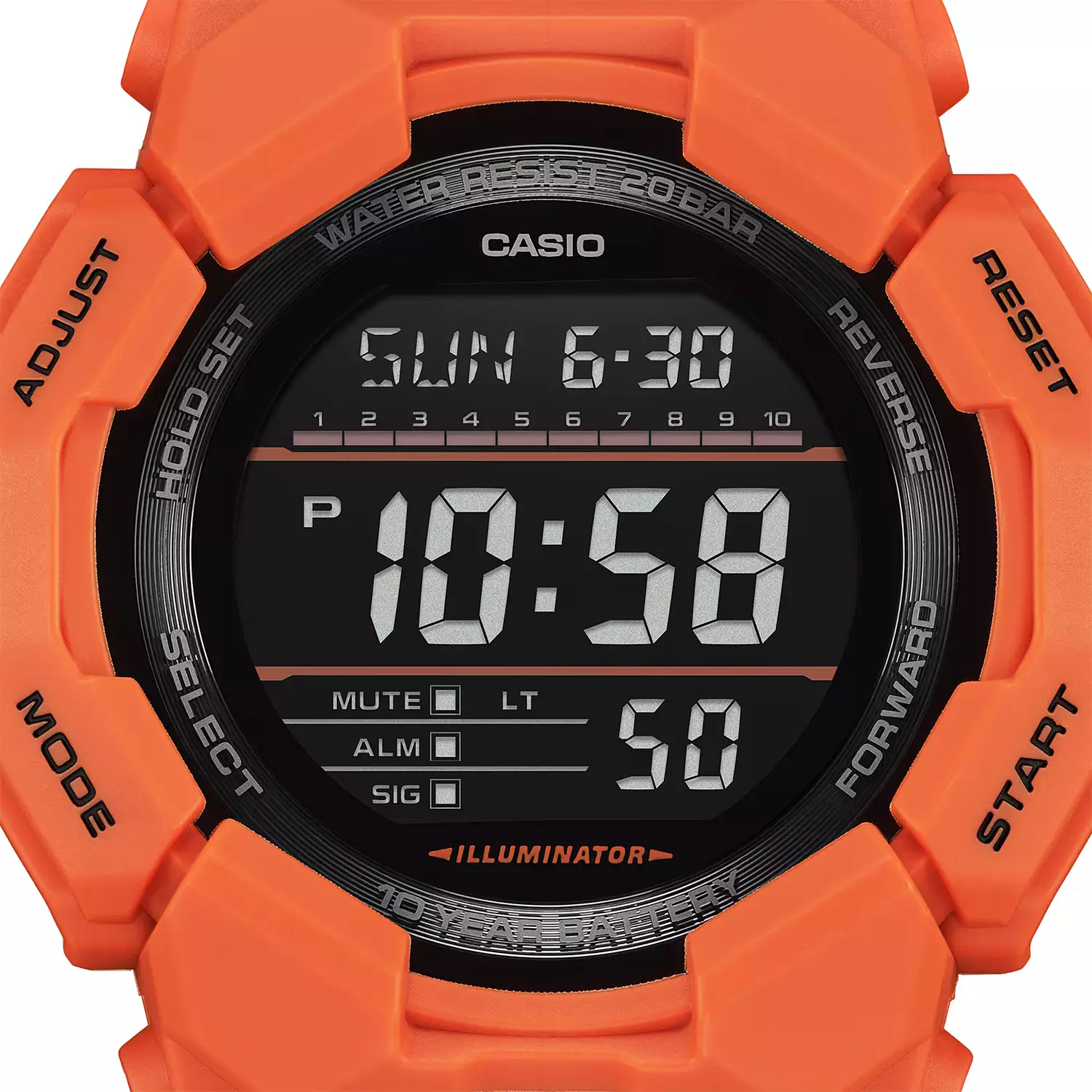 Casio G-shock GD-010-4D - Jam Tangan Digital Pria - Black Dial - Orange Resin Band