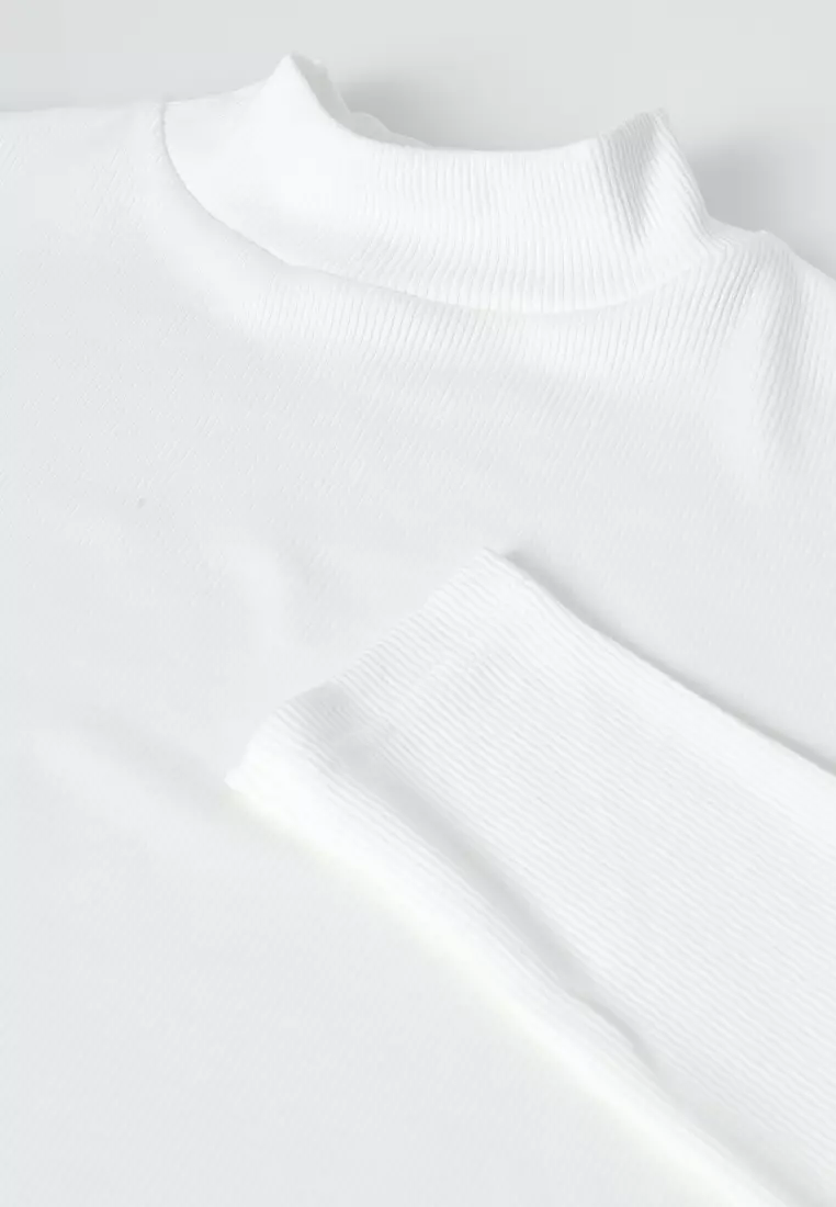 OFF WHITE RIB HIGH NECK T-SHIRT