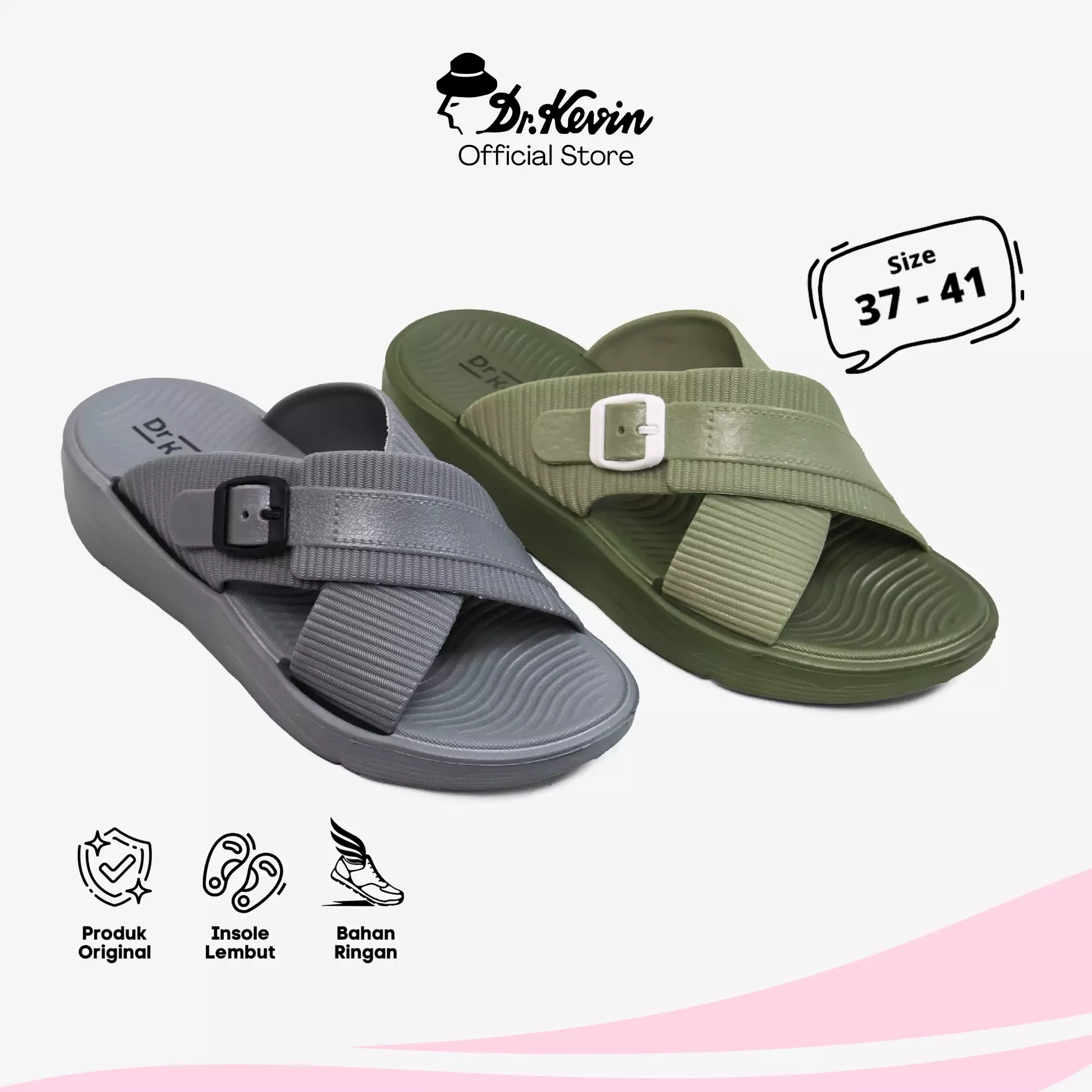 Dr. Kevin Sandal Selop Wanita Hak Rata Flat Sandals 571-143