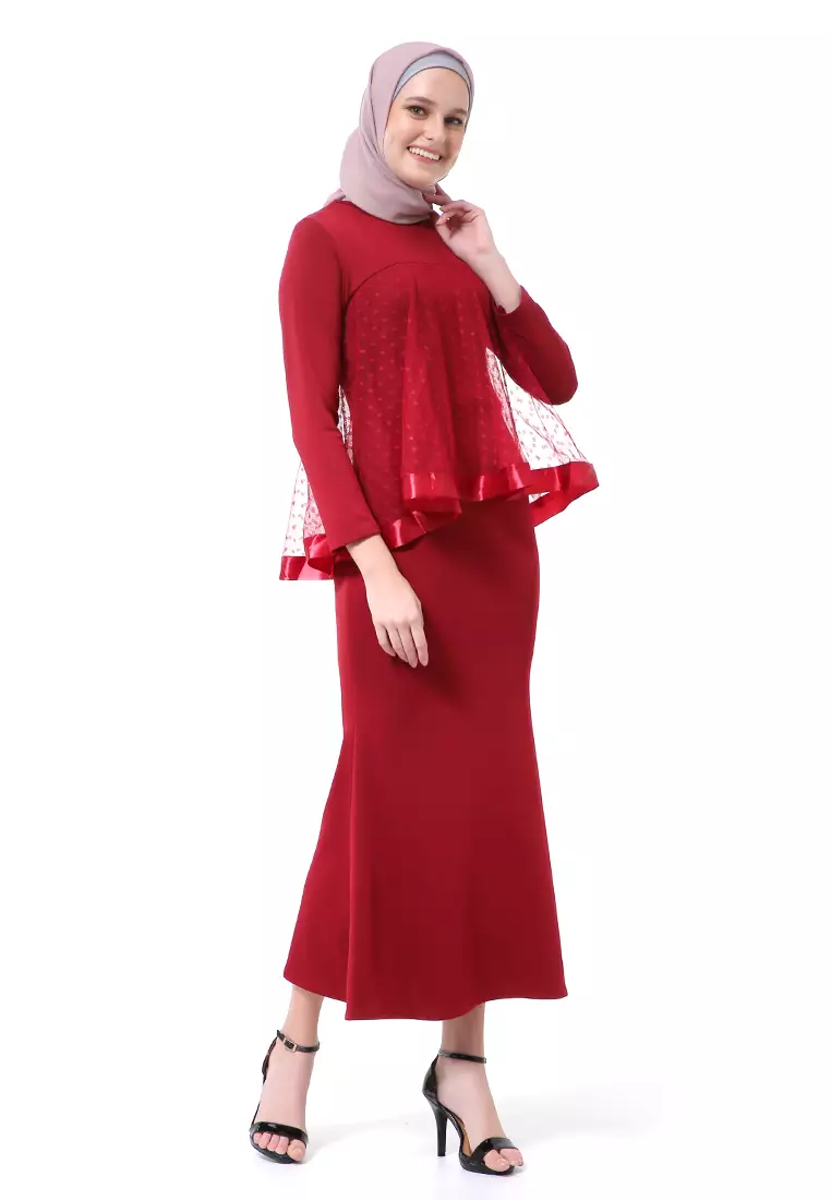 Gaun Model Duyung Fashion Muslimah Atasan Wanita Long Stlye Premium High Quality - Maroon