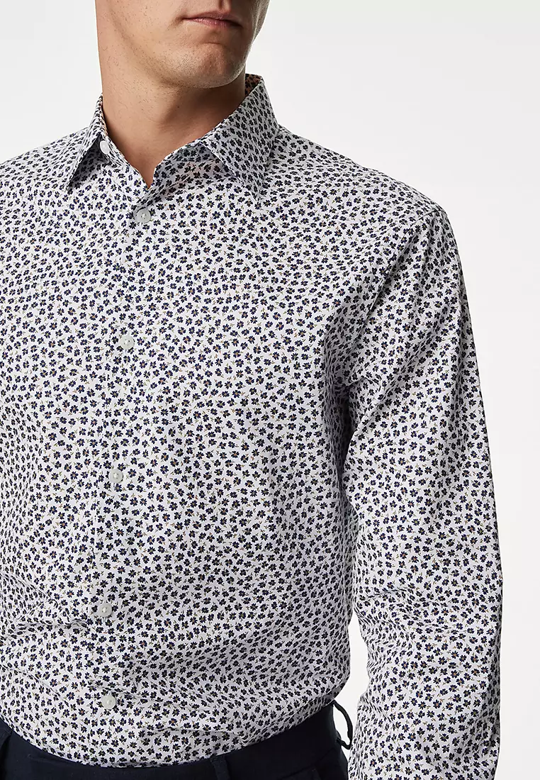 Regular Fit Easy Iron Pure Cotton Print Shirt