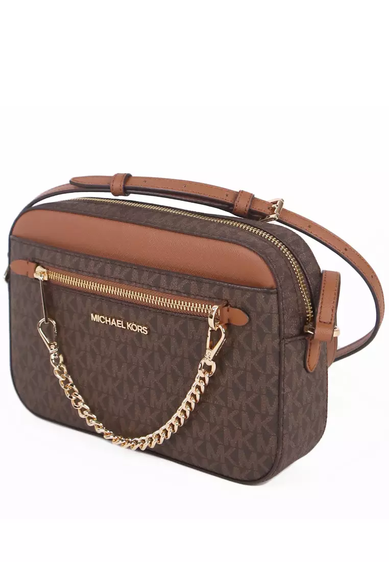 Jet Set Item Signature Large Chain Crossbody Bag - Brown