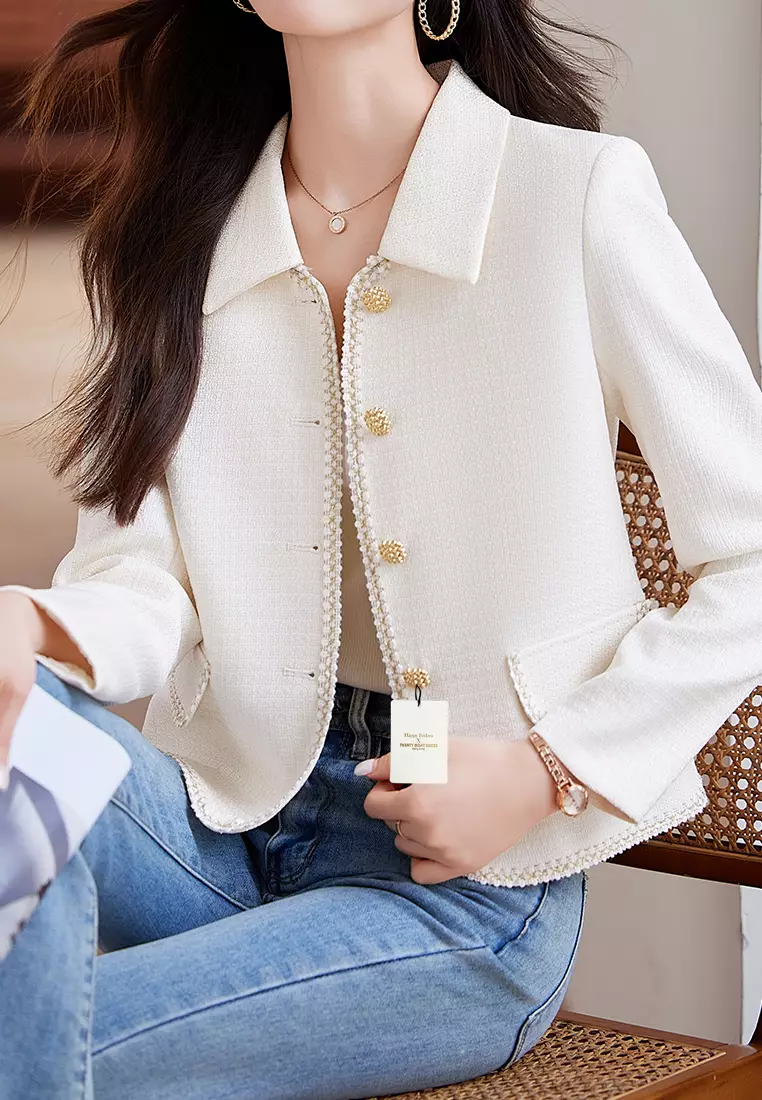 Cropped Square Collar Suit Jacket YGH-EY8932