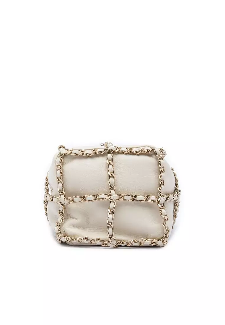 Pre-Loved Chanel Mini Lambskin Cc Chain Frame Drawstring Bucket Bag