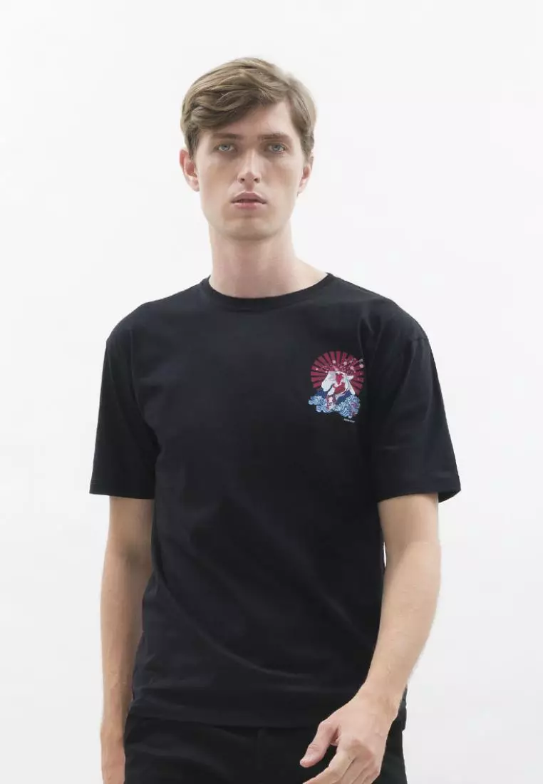 Kaos hitam t shirt polos houseofcuff motif Koi Fuji READY HINGGA 4XL