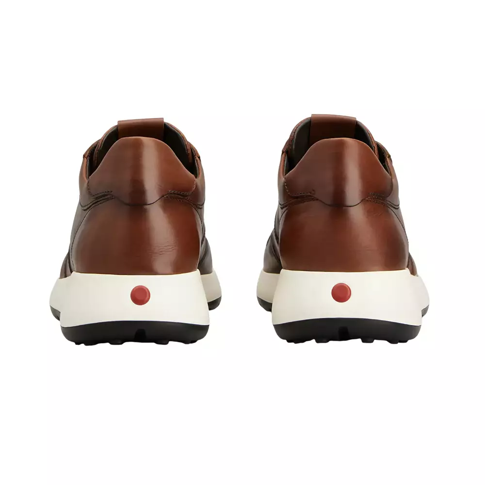 Red Dot Vintage Effect Leather Sneakers Brown White
