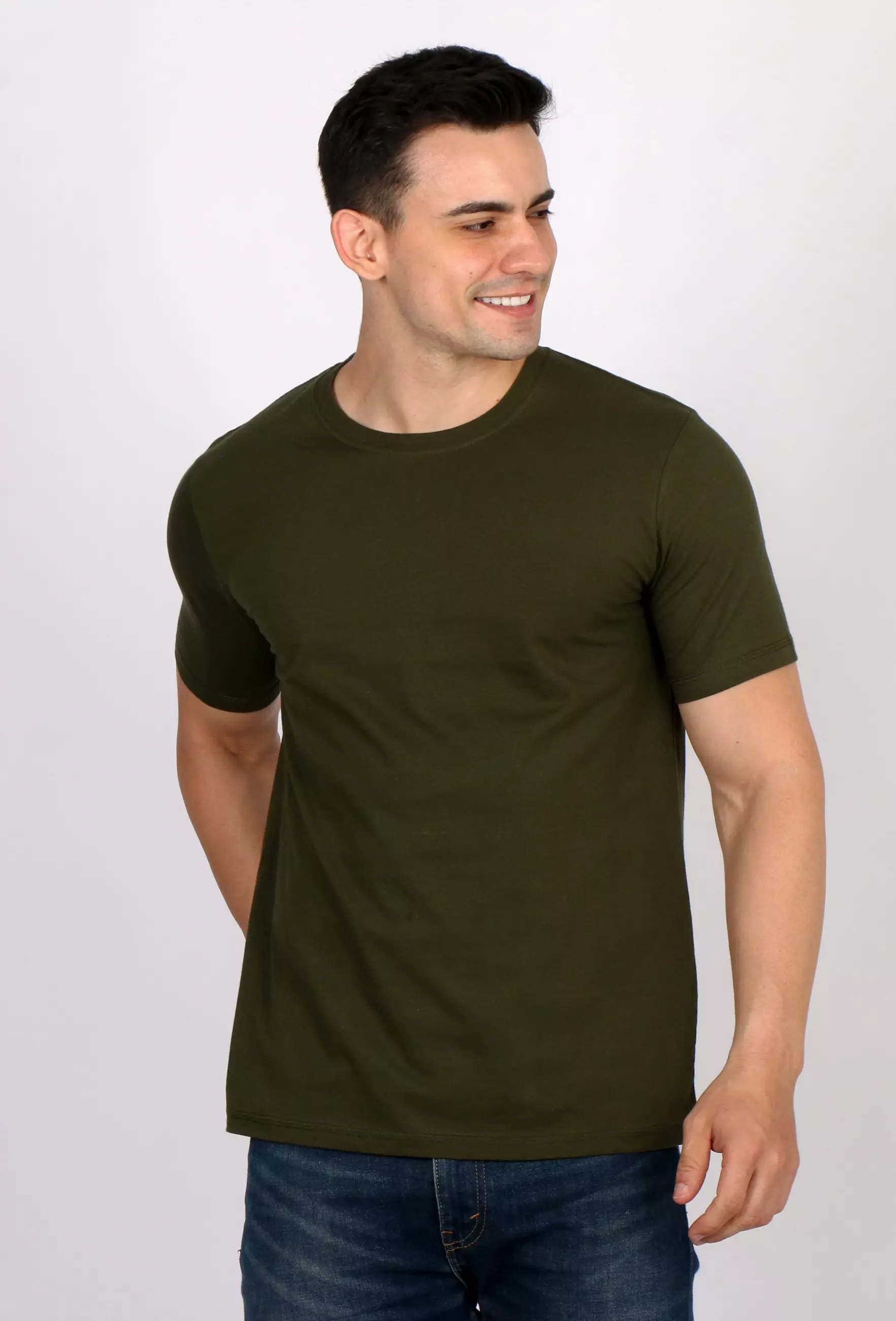 Simple Perfect Kaos Polos Cotton Lengan Pendek Army