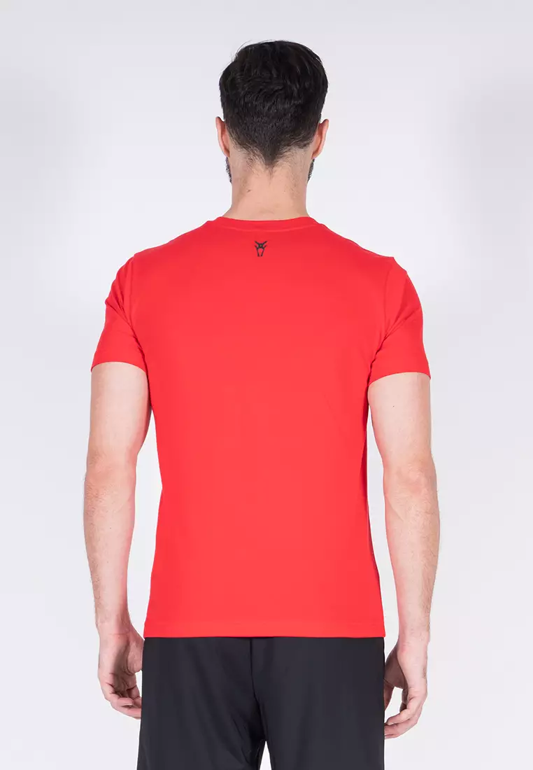 Men Active Round Neck Tee (Red)