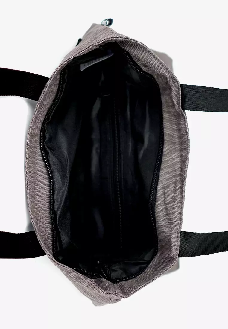 Tote Bag Bahan Kanvas Penutup Resleting Carry Series Abu