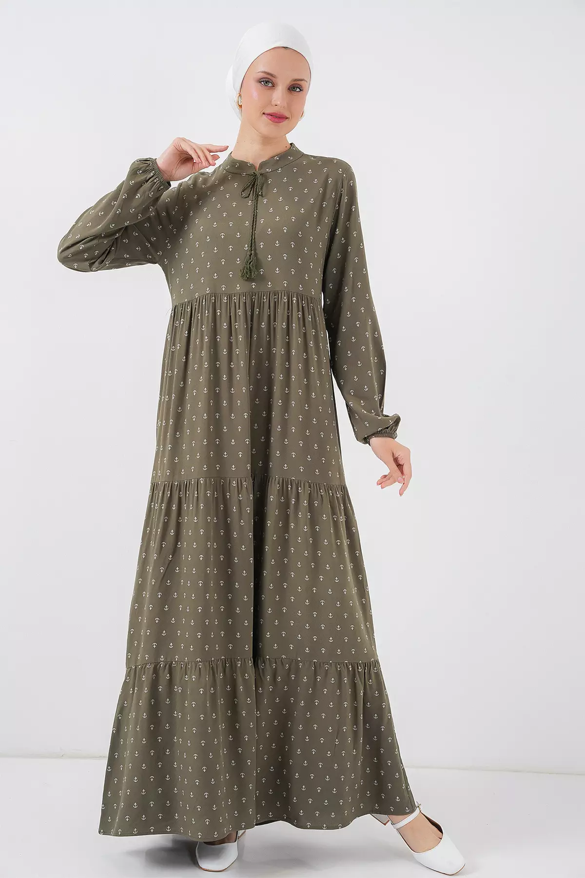 Modest Collar Maxi Dress