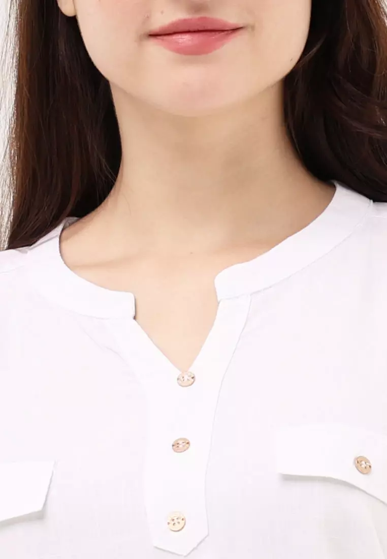 Short Sleeves Chinese Collar Blouse