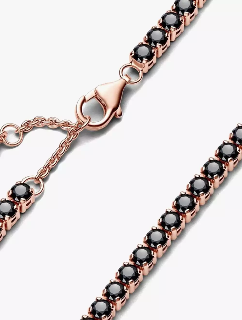 14k Rose gold-plated bracelet with black crystal