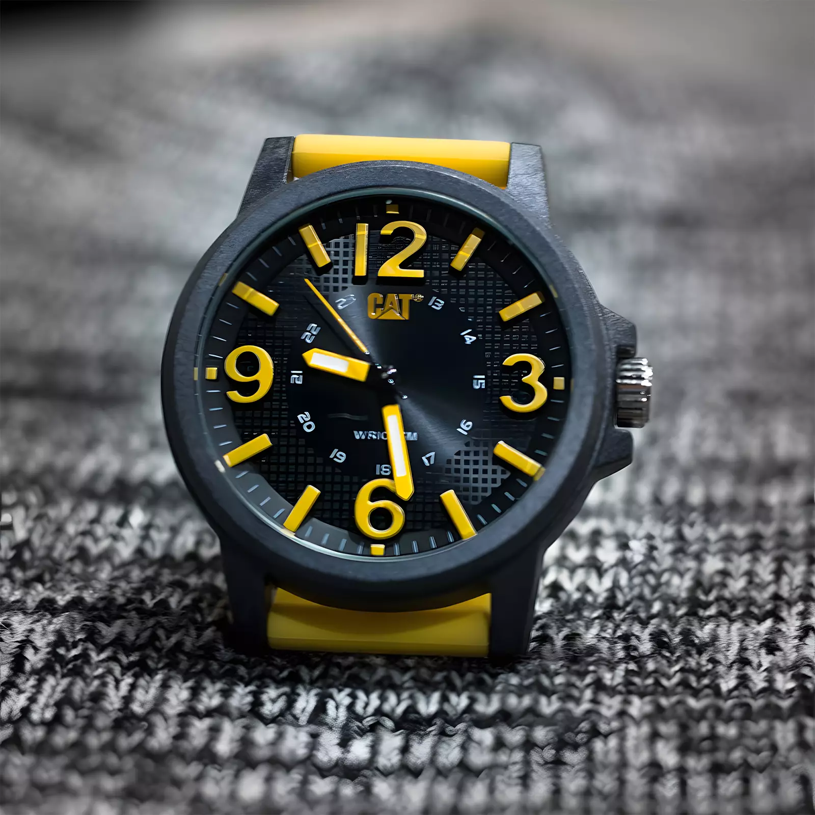 Jam Tangan Analog Pria - Black -Yelow Rubber Strap - CAT LF.111.27.137