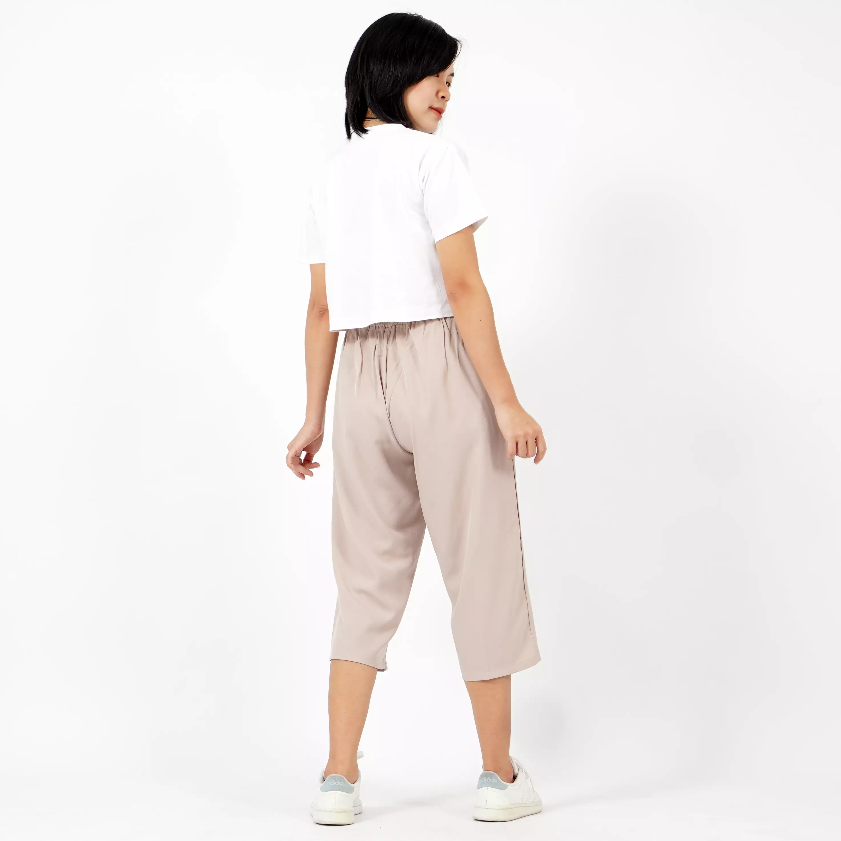  CELINE Celana Kulot 3/4 Highwaist Cullote Pants Celana Casual - Khaki