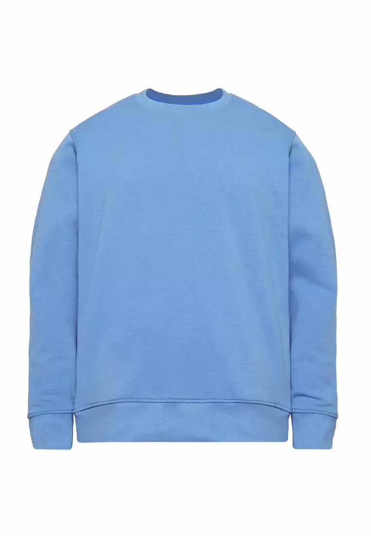 Cotton Well Coofy Crewneck Sweatshirt with Hidden Pocket Steel Blue | Sweater Polos Kantong Tersembunyi Biru Tua