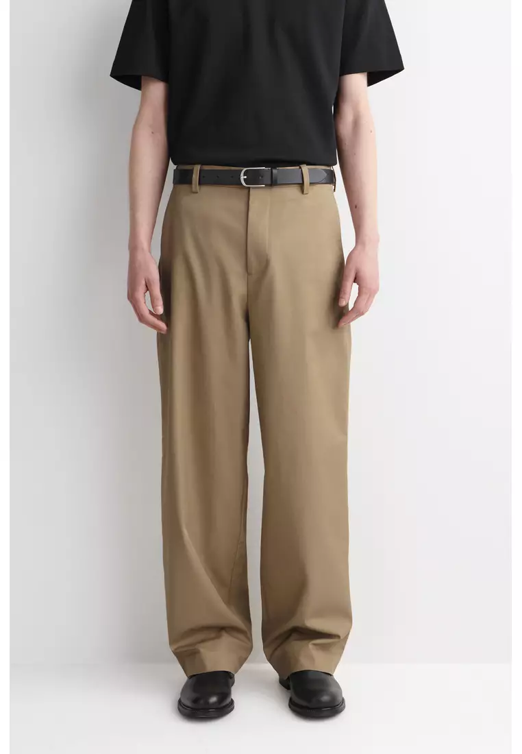 COTTON RELAXED-FIT WIDE-LEG CHINOS