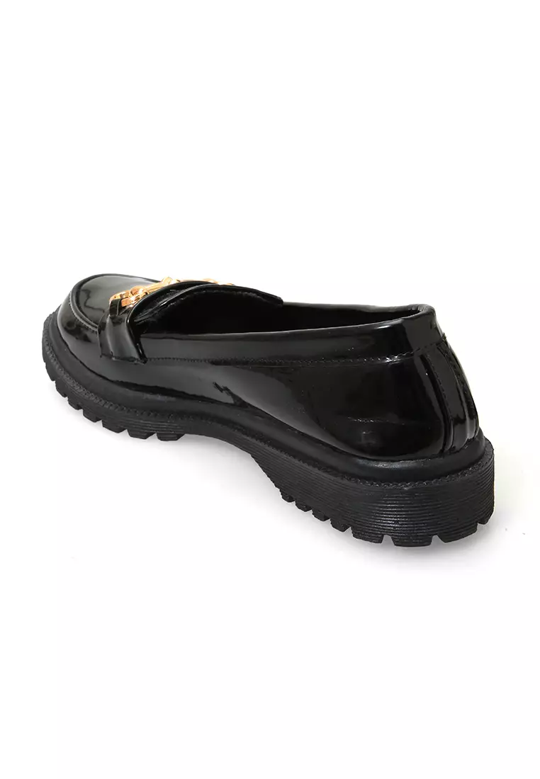 Sepatu Loafers Wanita Design Simple Elegant Fashion Women - Hitam