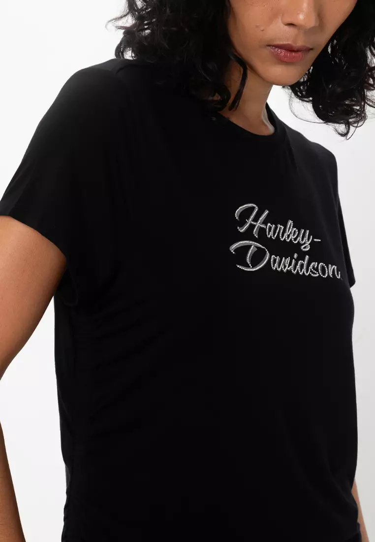 Harley-Davidson® Essential Bling Ruched Short Sleeve Top