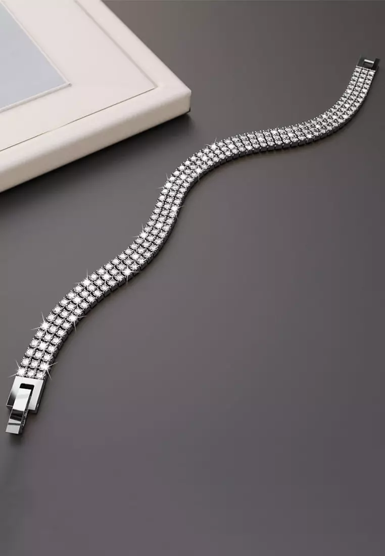 Tara Dazzles 3 Row White Gold Tennis Bracelet