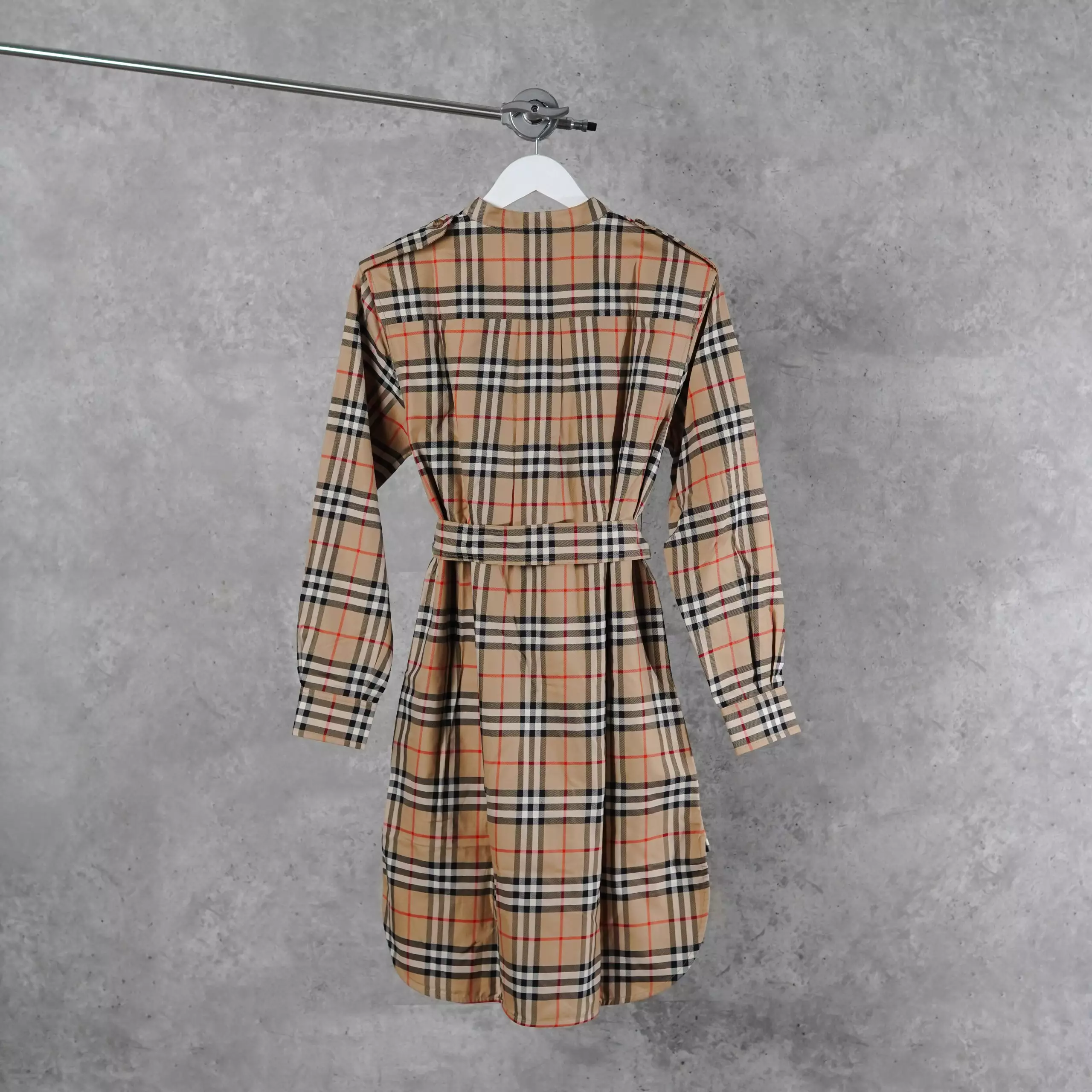 Dress BURBERRY AURELIA CHECK BEIGE TIE WAIST LONG DRESS 100% ORIGINAL
