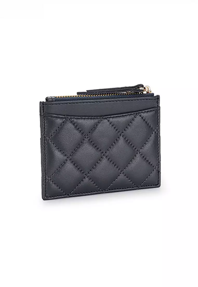 Quilted Sheepskin Card Holder Zip Purse JW YT-09