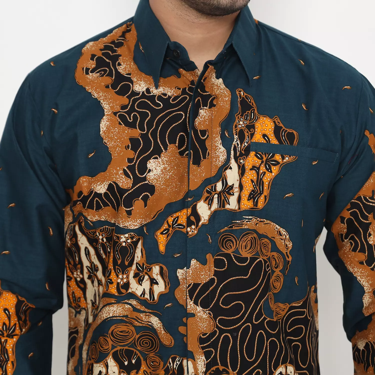 Welagar Blue - Kemeja Batik Pria Lengan Panjang