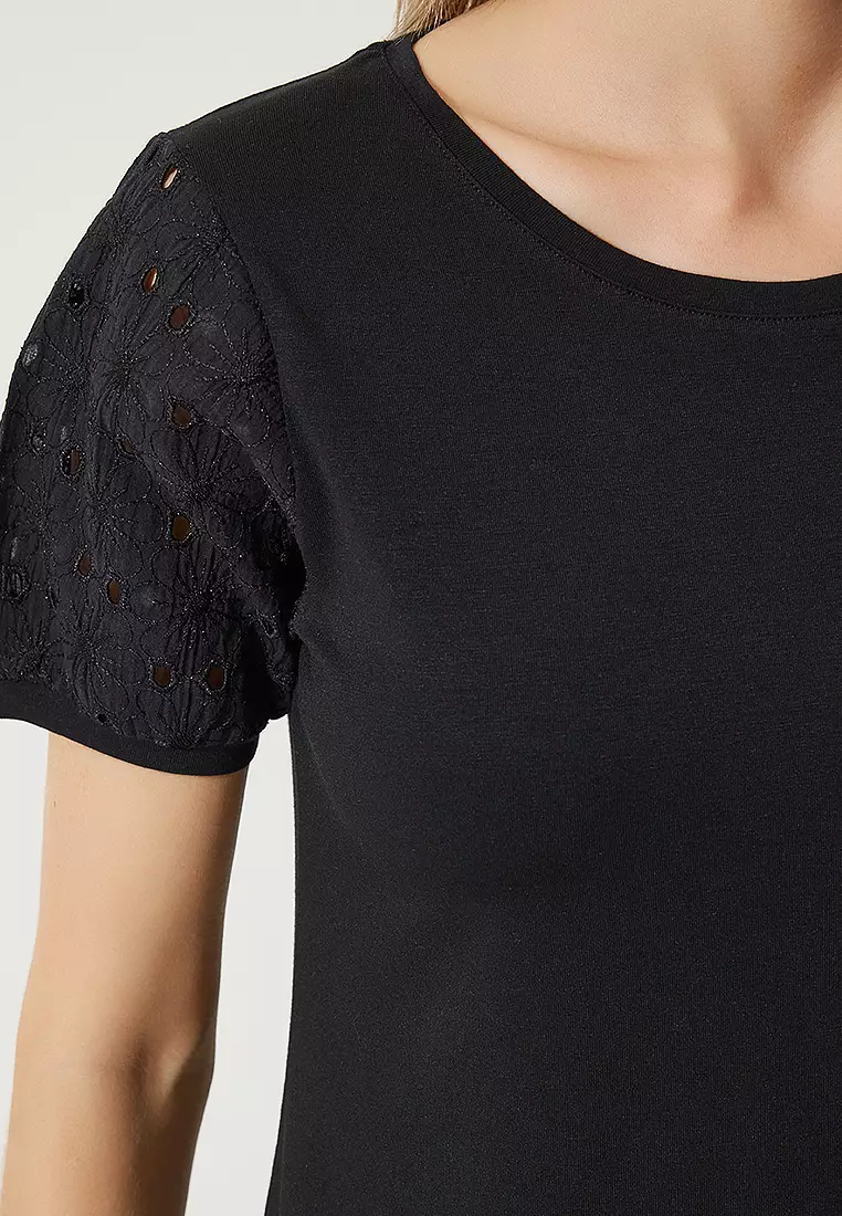 Openwork Sleeves T-Shirt