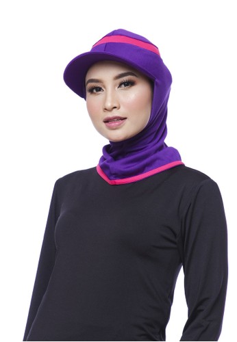 Attiqa Active purple Short Runner- Purple list Fuschia, Sport Hijab 2B15FAADE7F82BGS_1