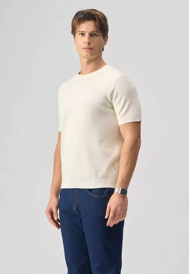 Textured Crew Neck T-Shirt