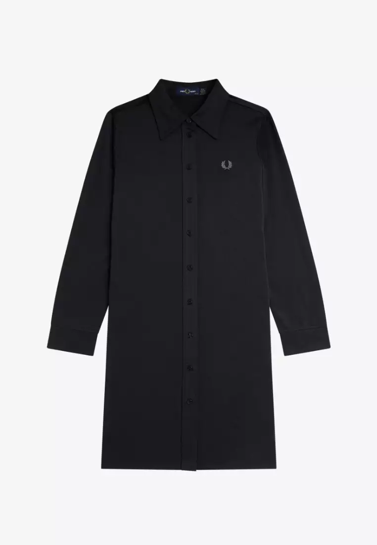 Fred Perry D817 Button-Through Shirt Dress (Black)