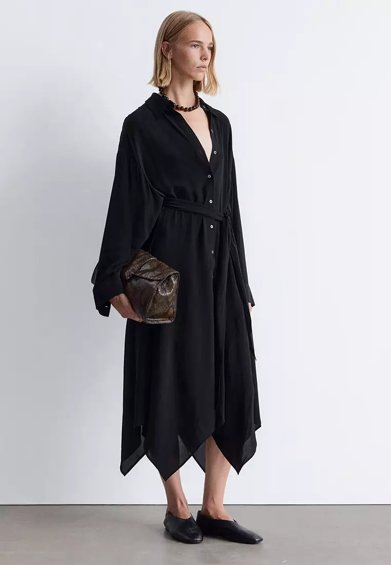 Tie-Detail Midi Shirt Dress