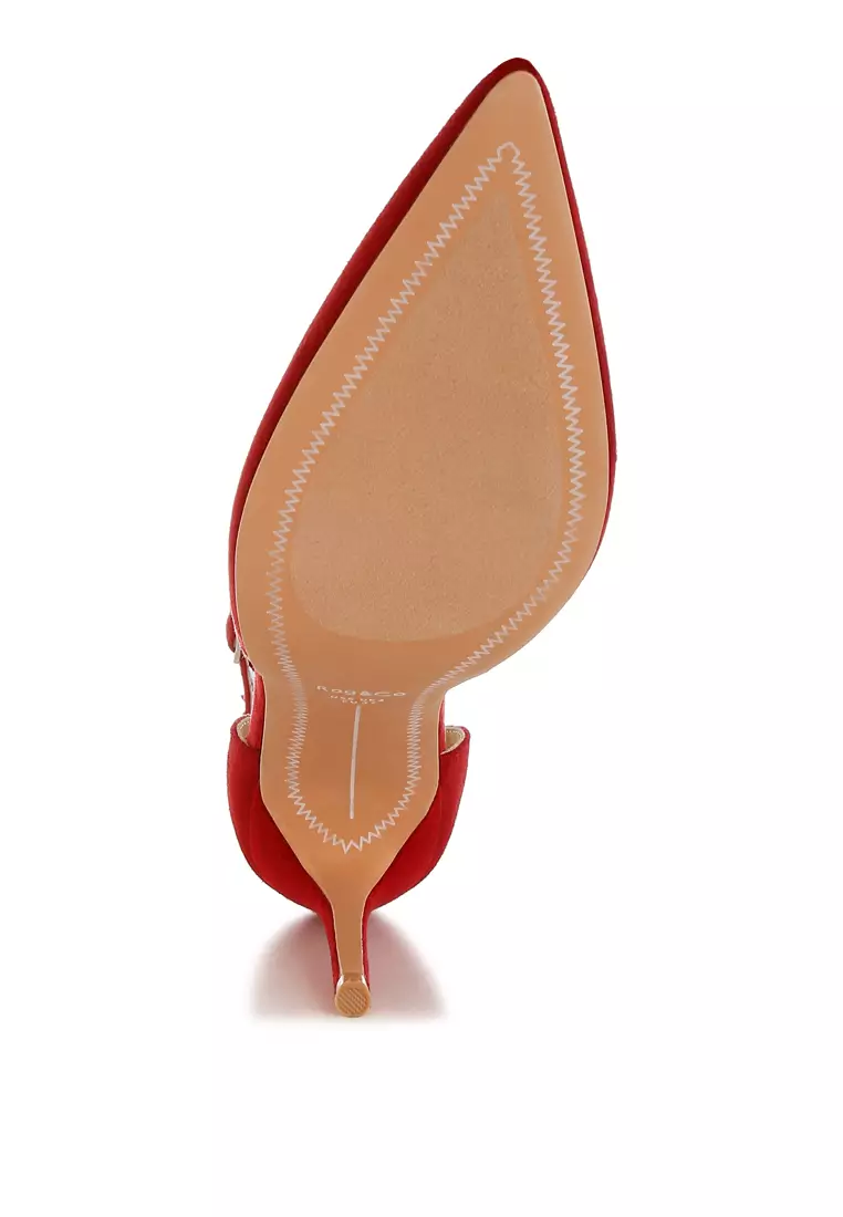 Microfiber Stiletto Sandals in Red