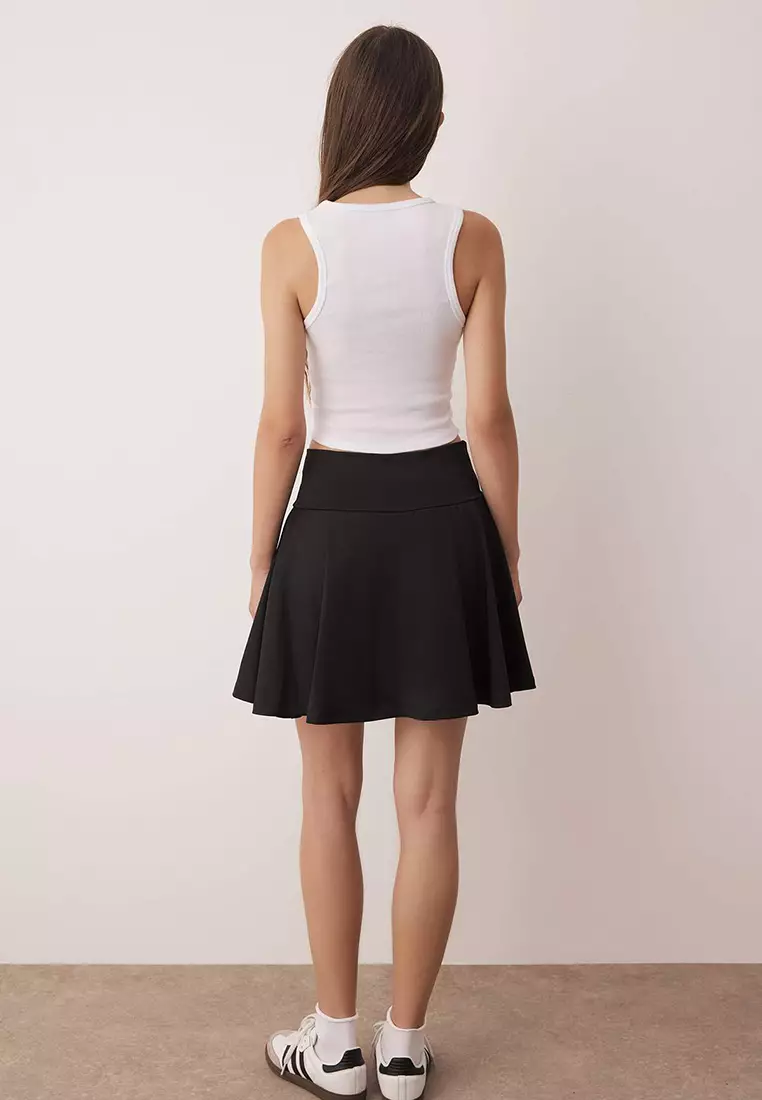 CD Sport Knitted Short Skirt Black Linen Silk