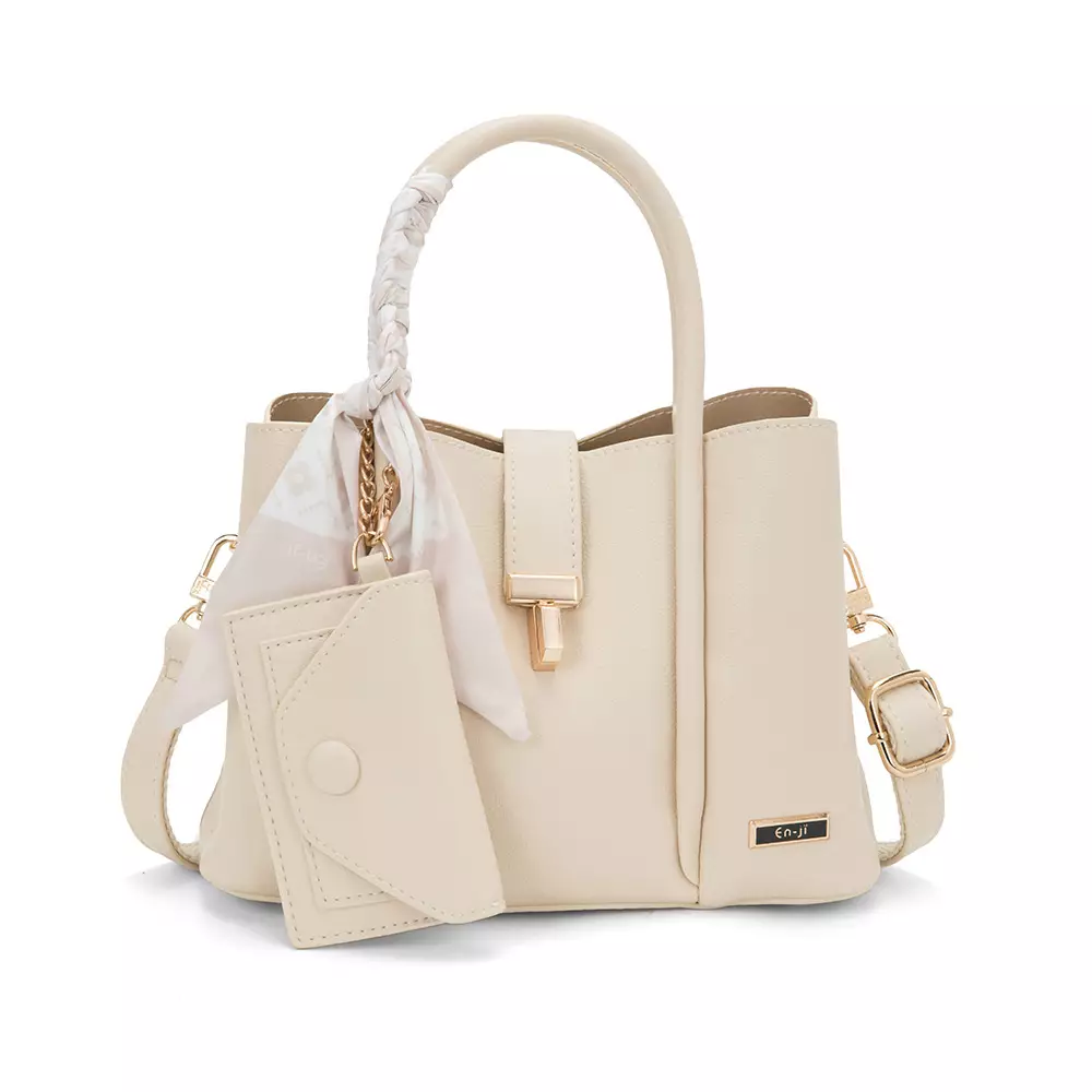 En-ji Solra Handbag Wanita Warna Cream
