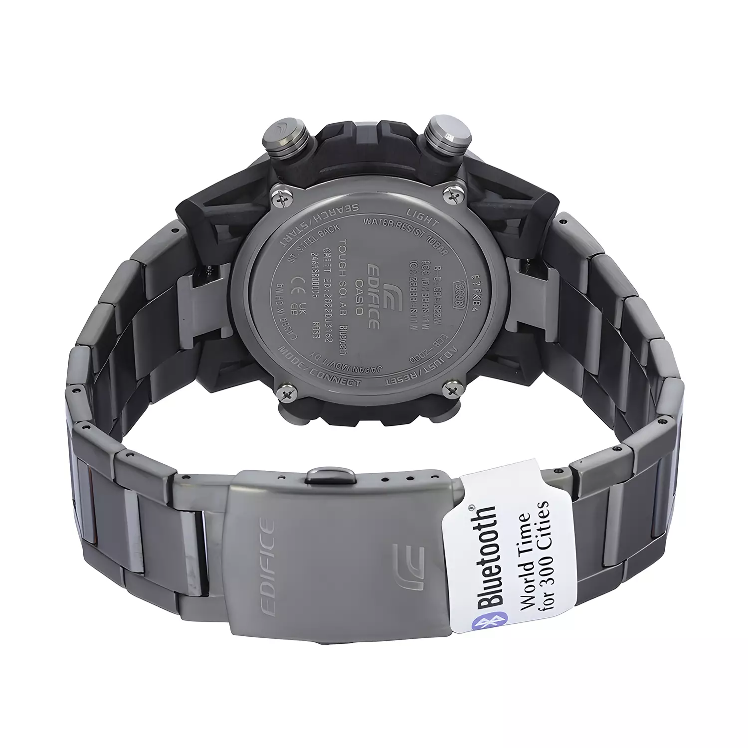 Casio Edifice Sospensione ECB-2000DC-1A Tough Solar Jam Tangan Analog Digital Pria - Carbon Case - Black Stainless Steel Band