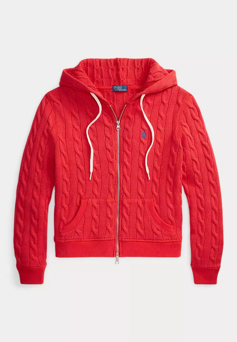 Polo Ralph Lauren Women Cable-Knit Cotton Full-Zip Hoodie