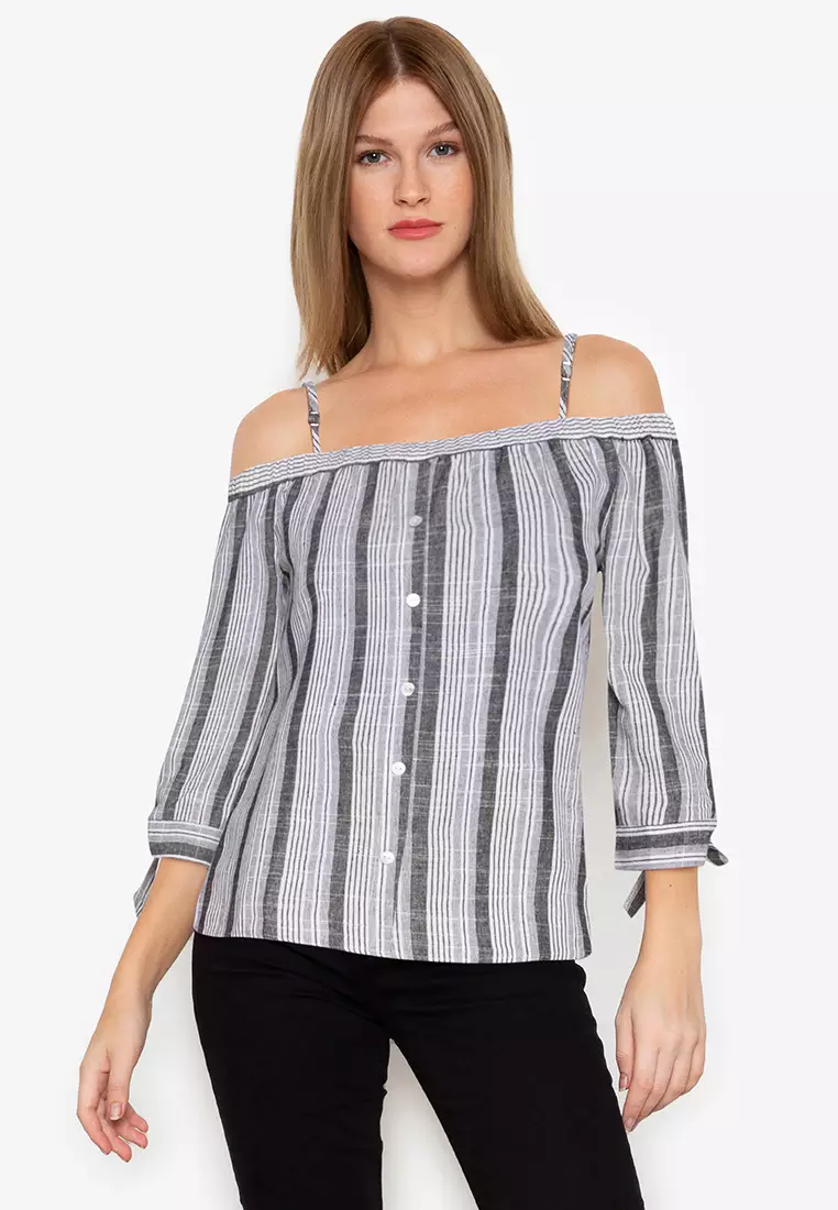 Mossimo Women's Wide Sleeve Blouse with Tie (Gray, XS) at  Women's  Clothing store