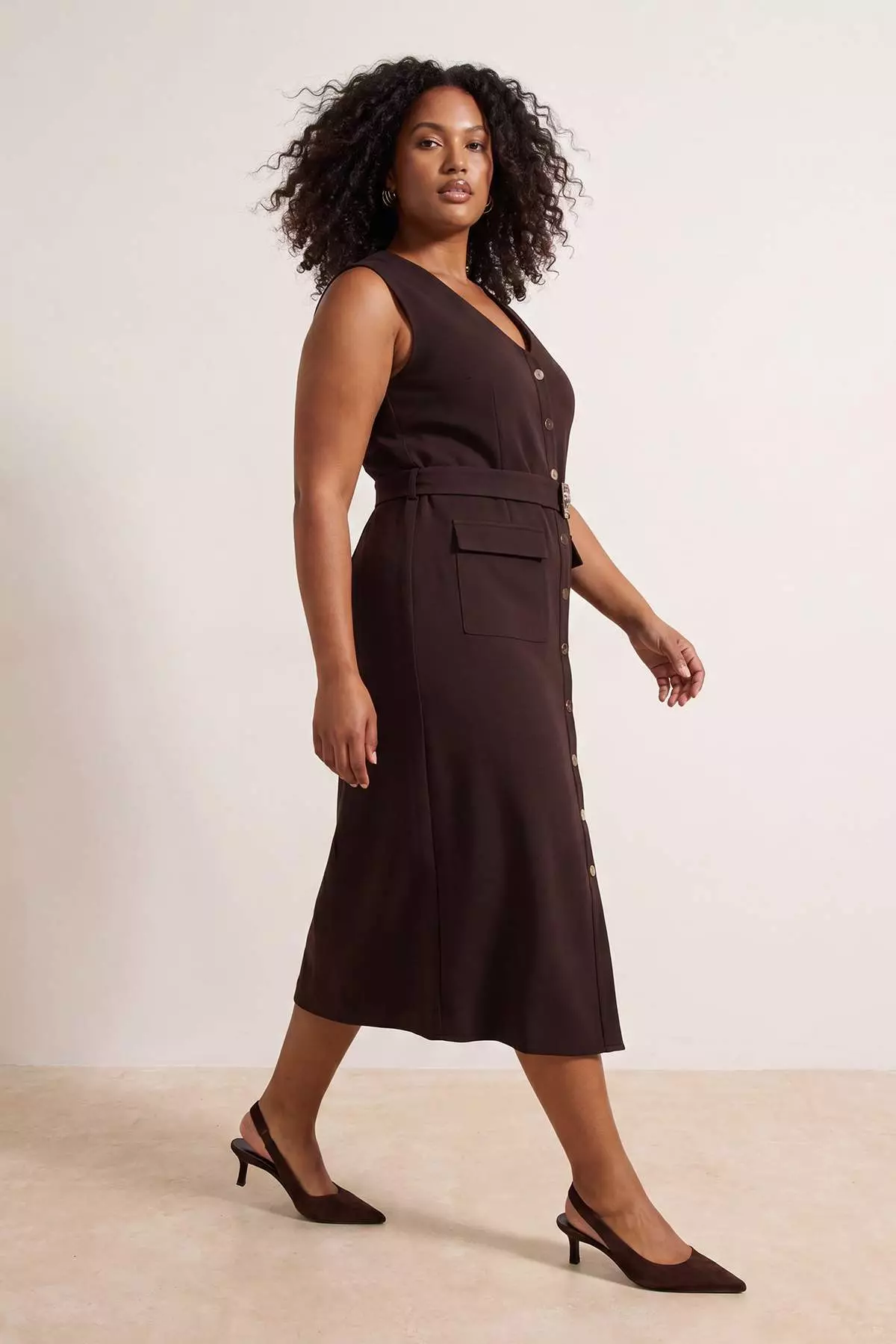 Brown Woven Plus Size Dress Tbbaw26Ah00094