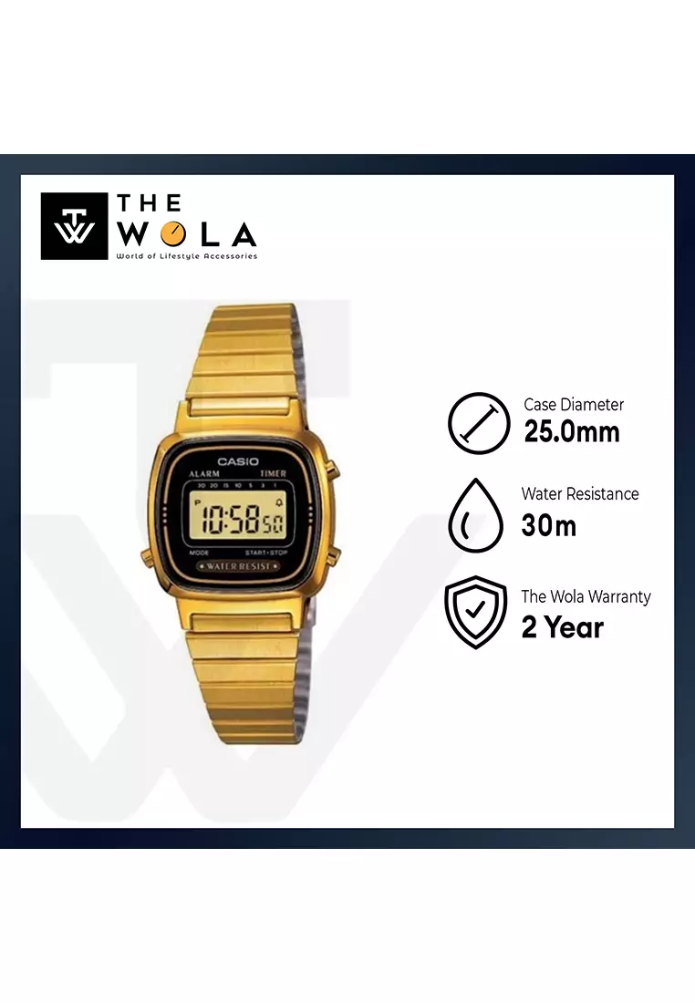 Vintage Digital Watch LA670WGA-1 Gold Stainless Steel Band Ladies Watch