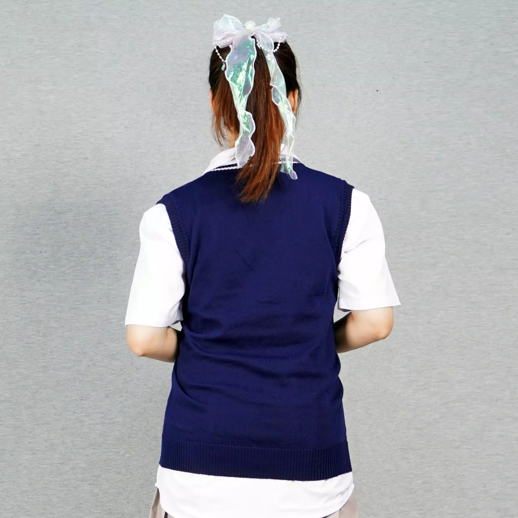 VIJAY Knit Vest Rompi Rajut Wanita Rompi Navy Rompi Wanita Rompi Seragam - NAVY