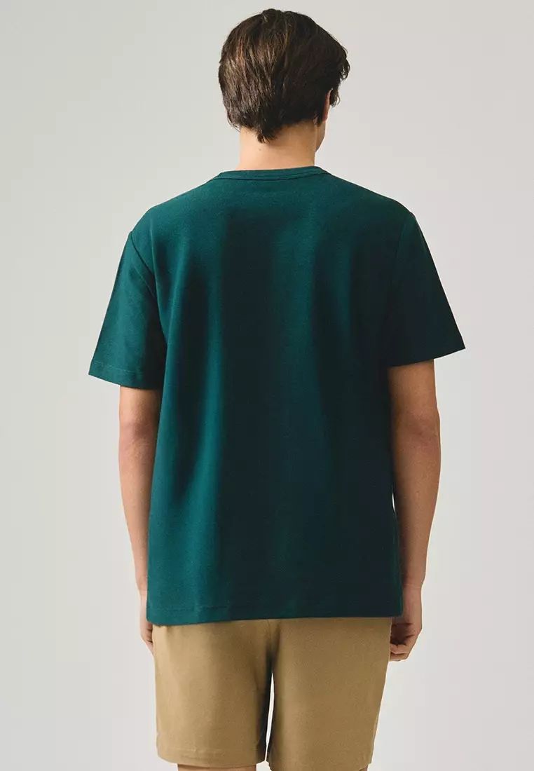 Regular Fit T-Shirt With Neck Binding Finish In Fine Ottoman