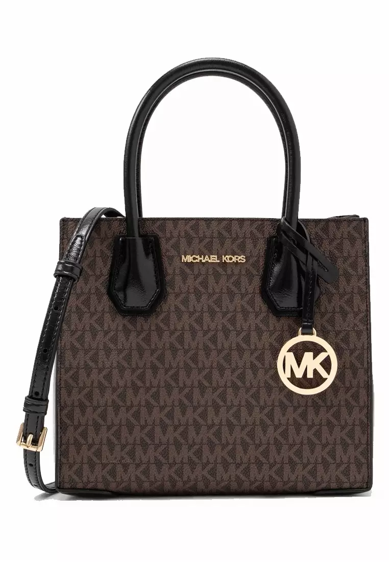 Buy MICHAEL KORS Michael Kors Mercer Medium Signature Logo and Metallic ...