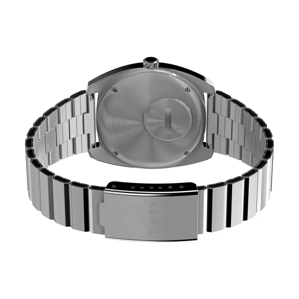 Jam Tangan Pria Timex Q 1975 Enigma Reissue Blue Dial Stainless Steel Strap TW2W59800VS Original