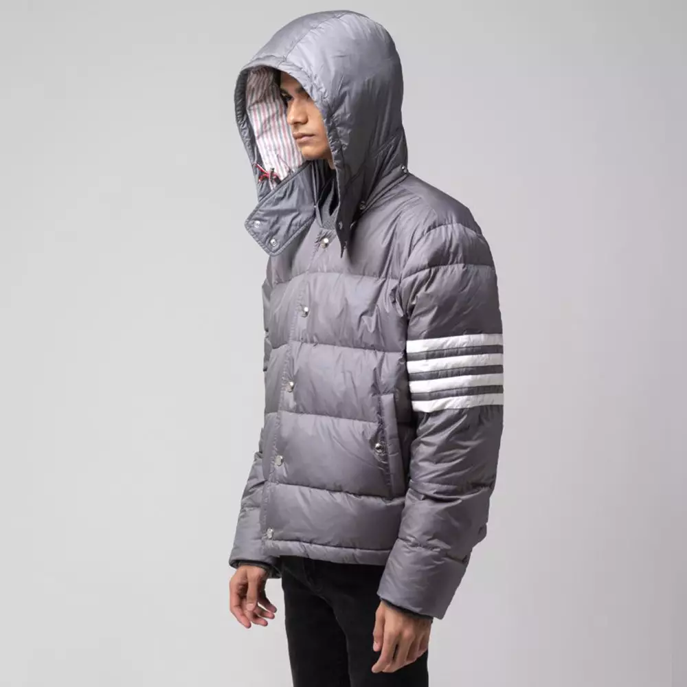 Jual Thom Browne 4-Bar Matte Nylon Bomber Jacket Medium Grey