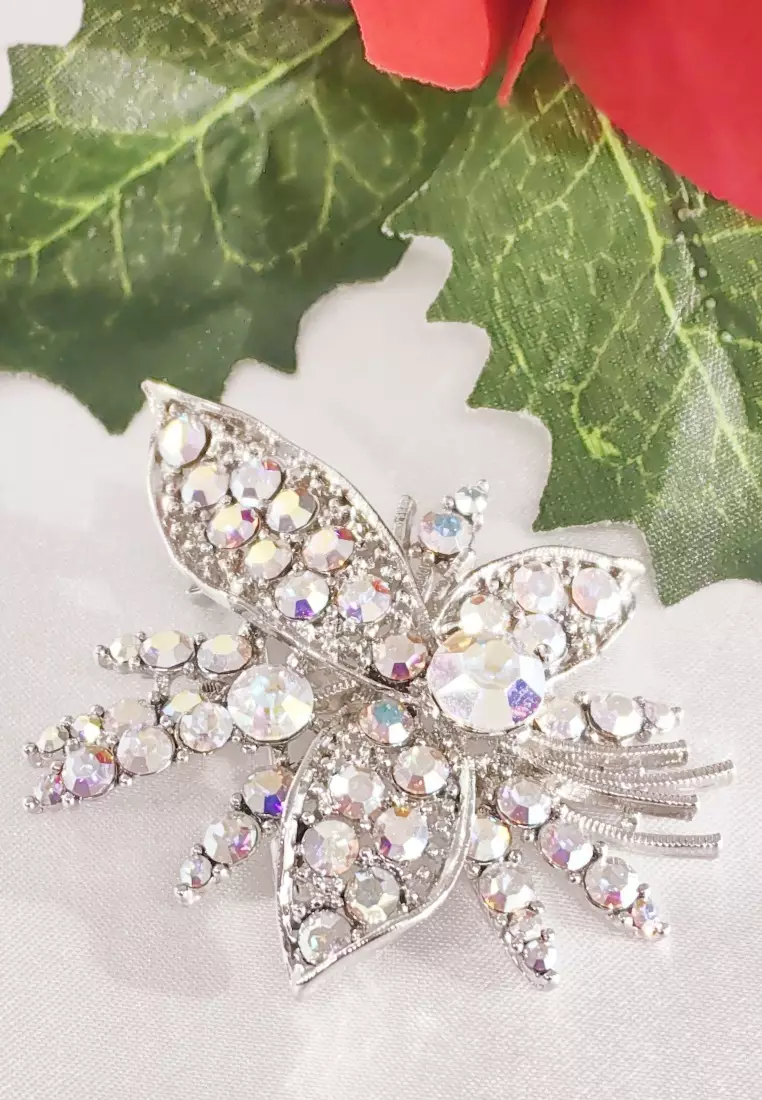 Leilani Oversized Flower Bouquet Aurore Boreale Austrian Crystal Rollover Clasp Brooch