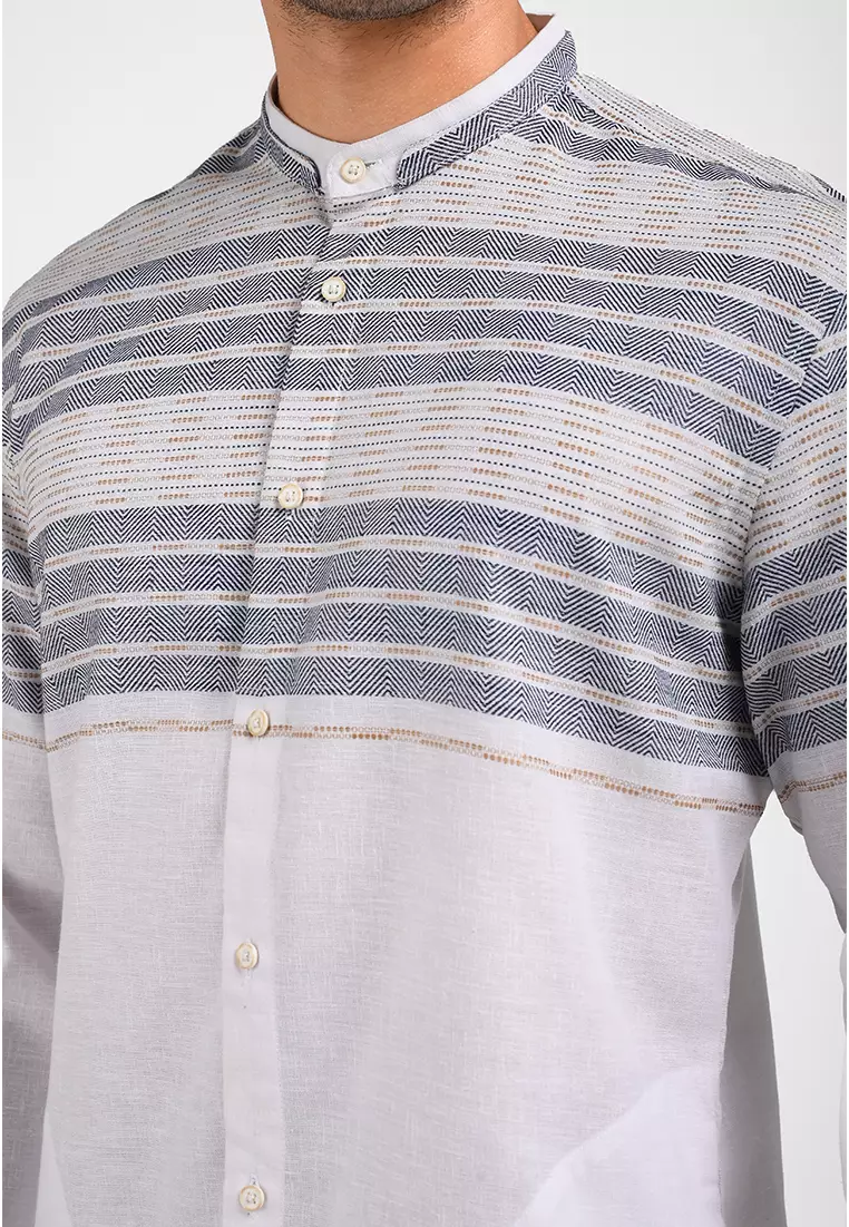 MOC Kemeja Koko Lengan Panjang Pria DAUD-WHITE