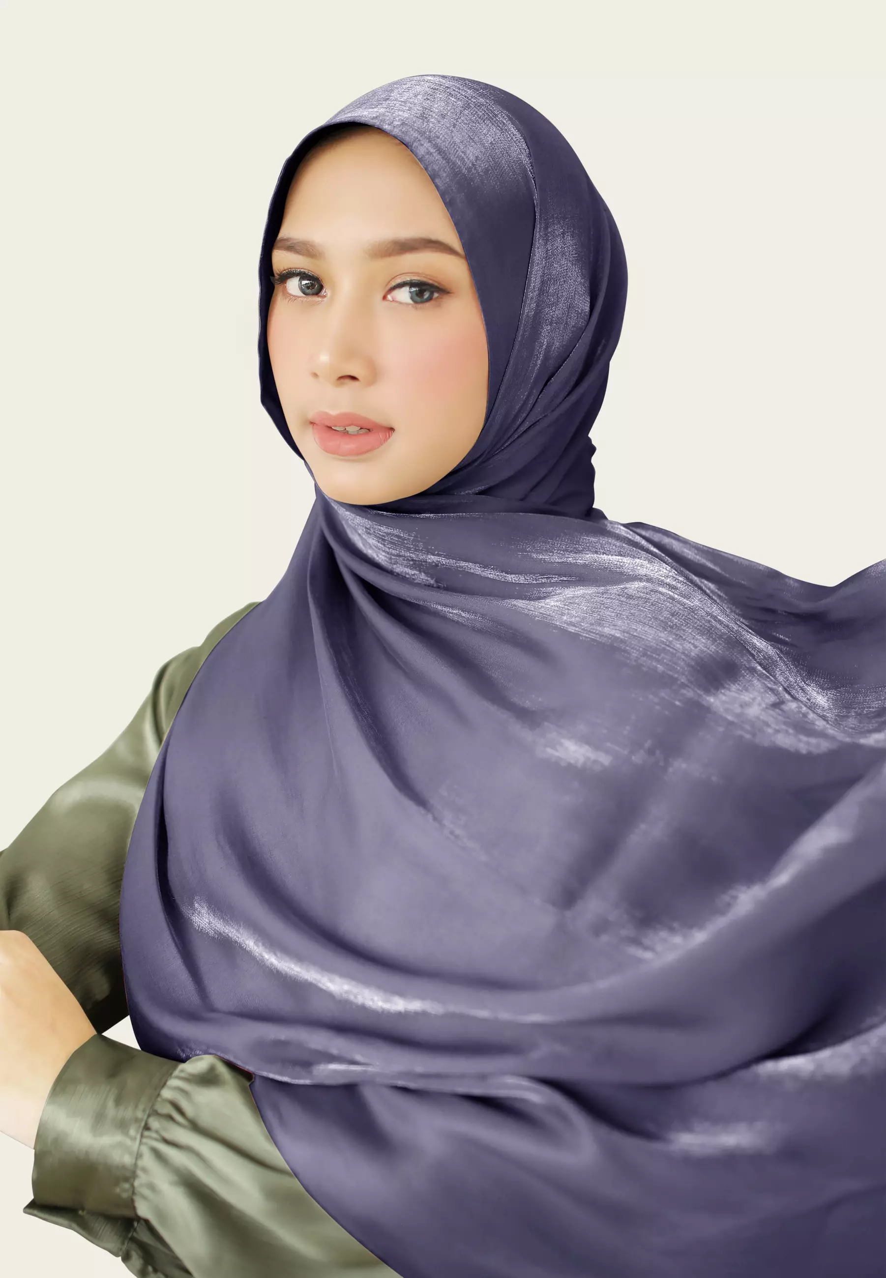 Hijab Pashmina Shimmer Silk Premium - Dark Lilac