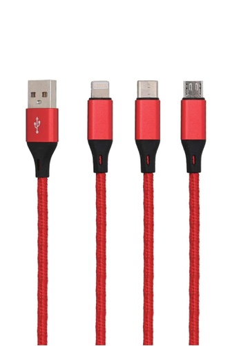 PAVAREAL Pavareal DC66 6A USB Charging Data Cable 3 in 1 Fast Charging Braided Durable Rapid Charging Cable - RED 42EB8ESB85703EGS_1