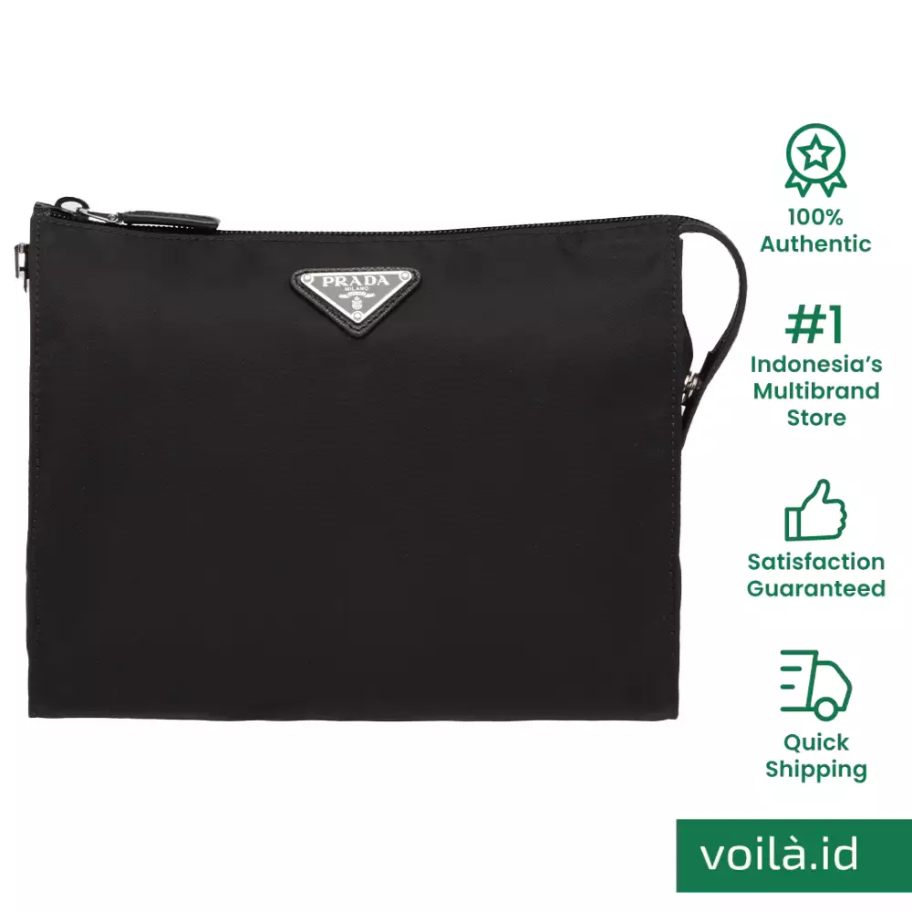 Prada Nylon Pouch Bag Re-Nylon And Saffiano Leather Pouch